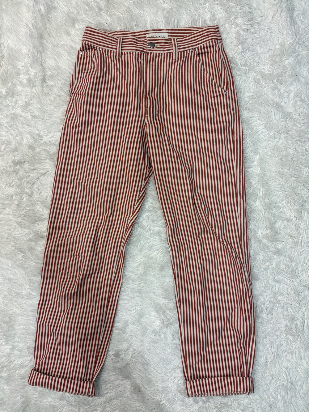 Alex Mill Red and White Striped Straight-Leg Pants - Picture 2 of 6